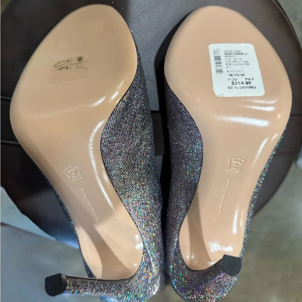 Gianvito Rossi Glittering Silver Peep Toe Heels - New without Box - Picture 6 of 7
